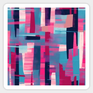 Cubist Harmony: Modern Geometric Dance in Pink, Blue, and Violet Sticker